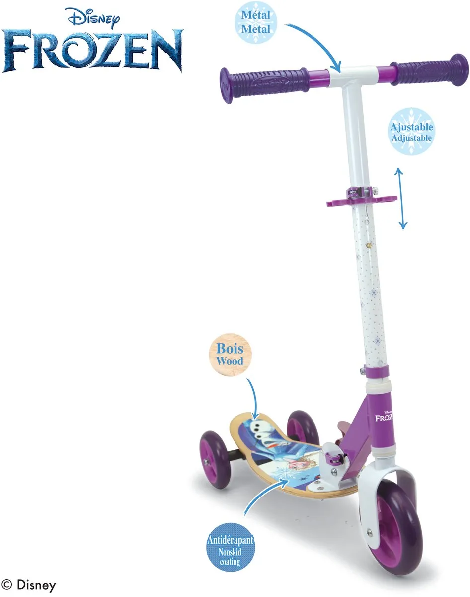 Smoby Frozen Houten Driewieler Scooter - Paars/Wit
