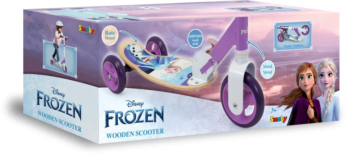 Smoby Frozen Houten Driewieler Scooter - Paars/Wit