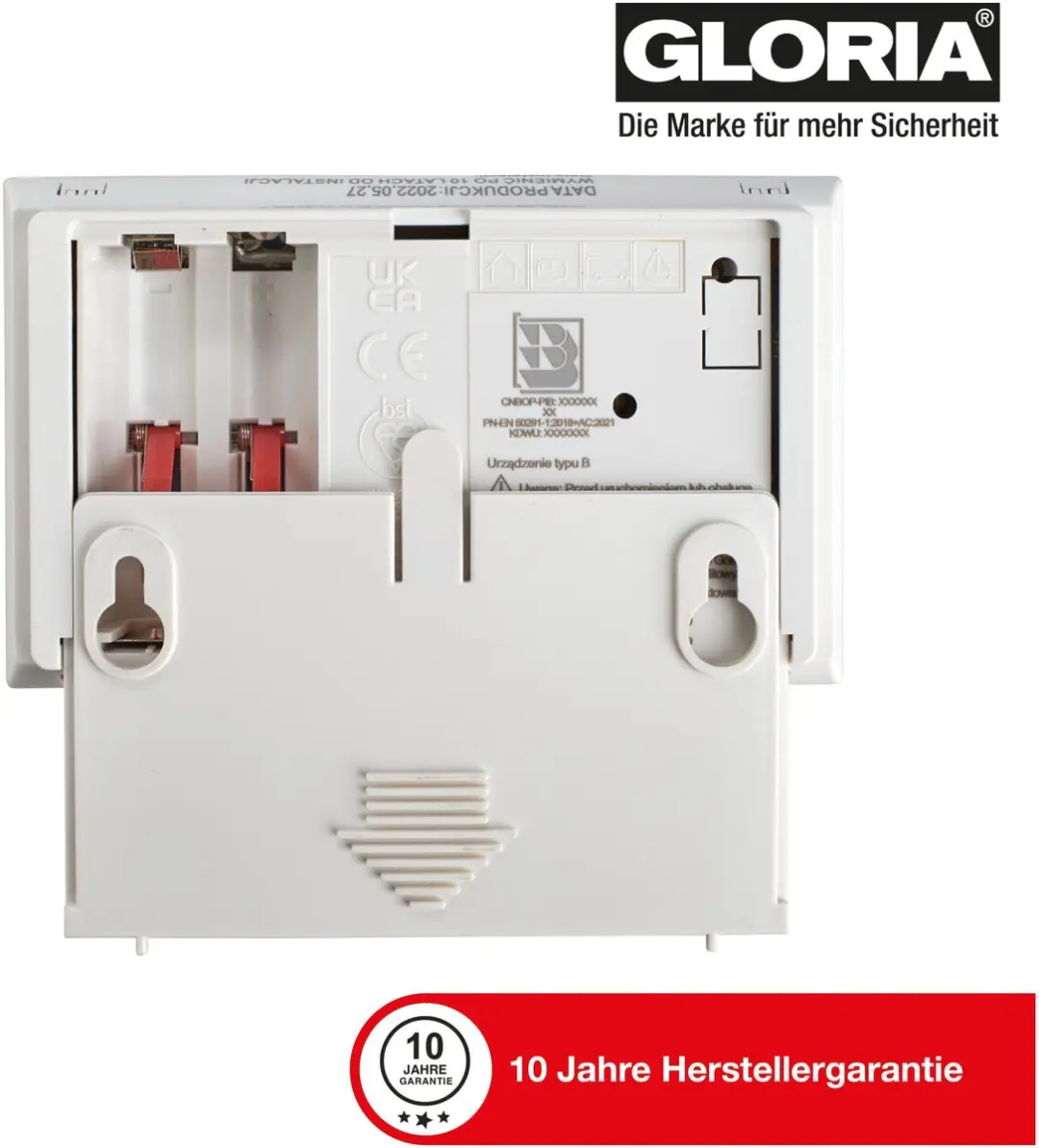 Gloria KO2D Koolmonoxidemelder - 2x AA batterijen