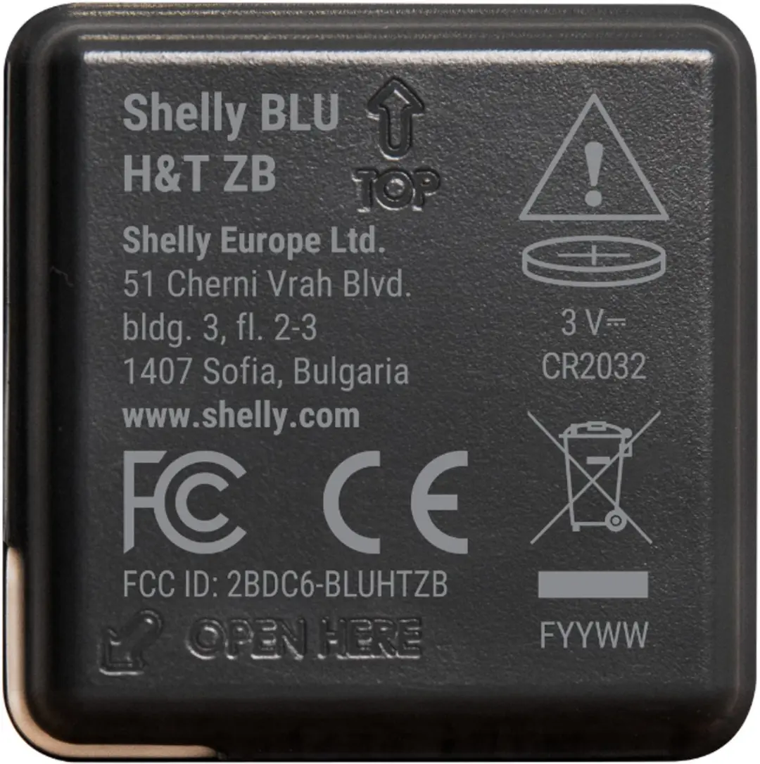 Shelly BLU H&T ZB Black Temperatuursensor - Zwart