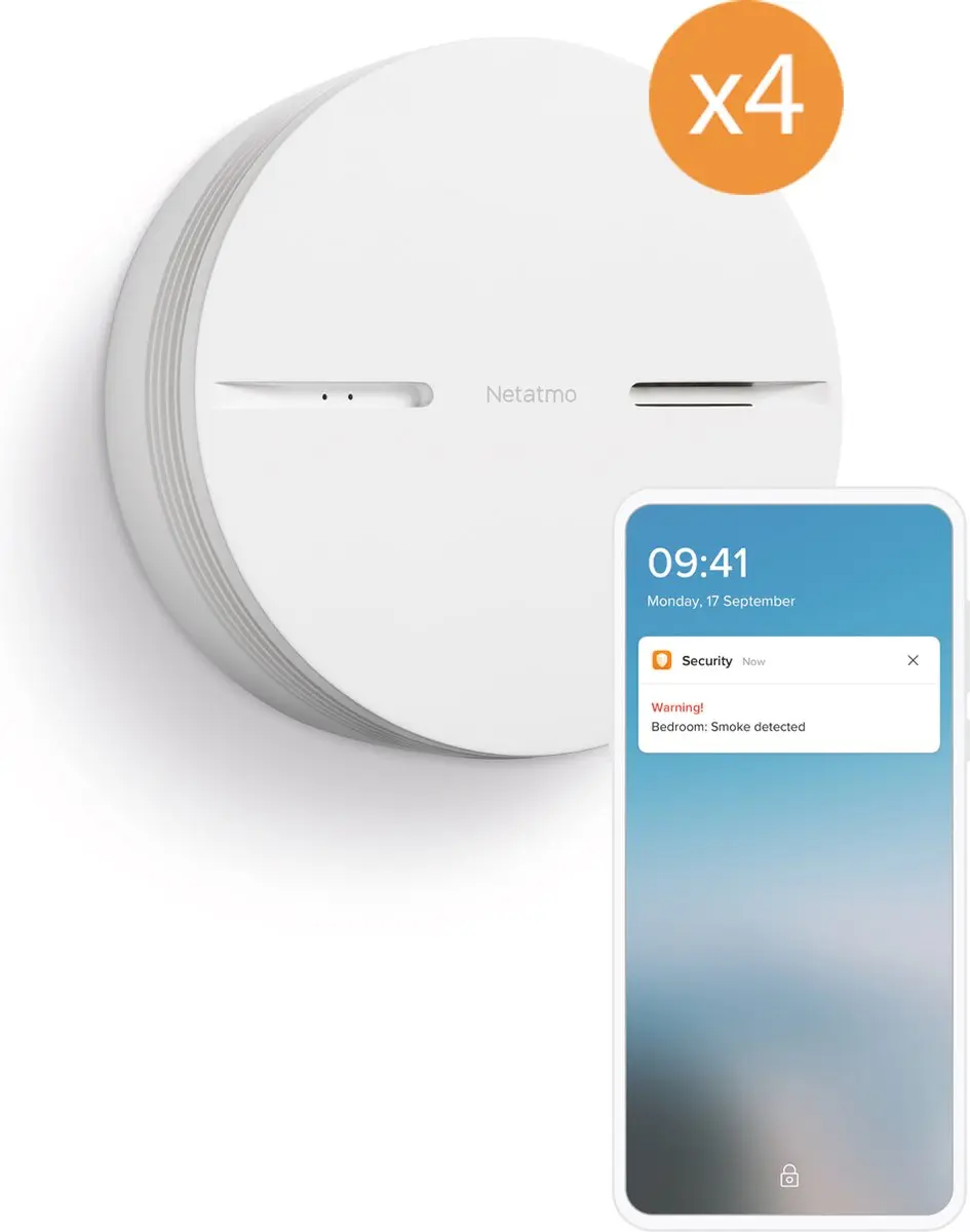 Netatmo Slimme Rookmelder 4 Pack - 10 Jaar Batterij