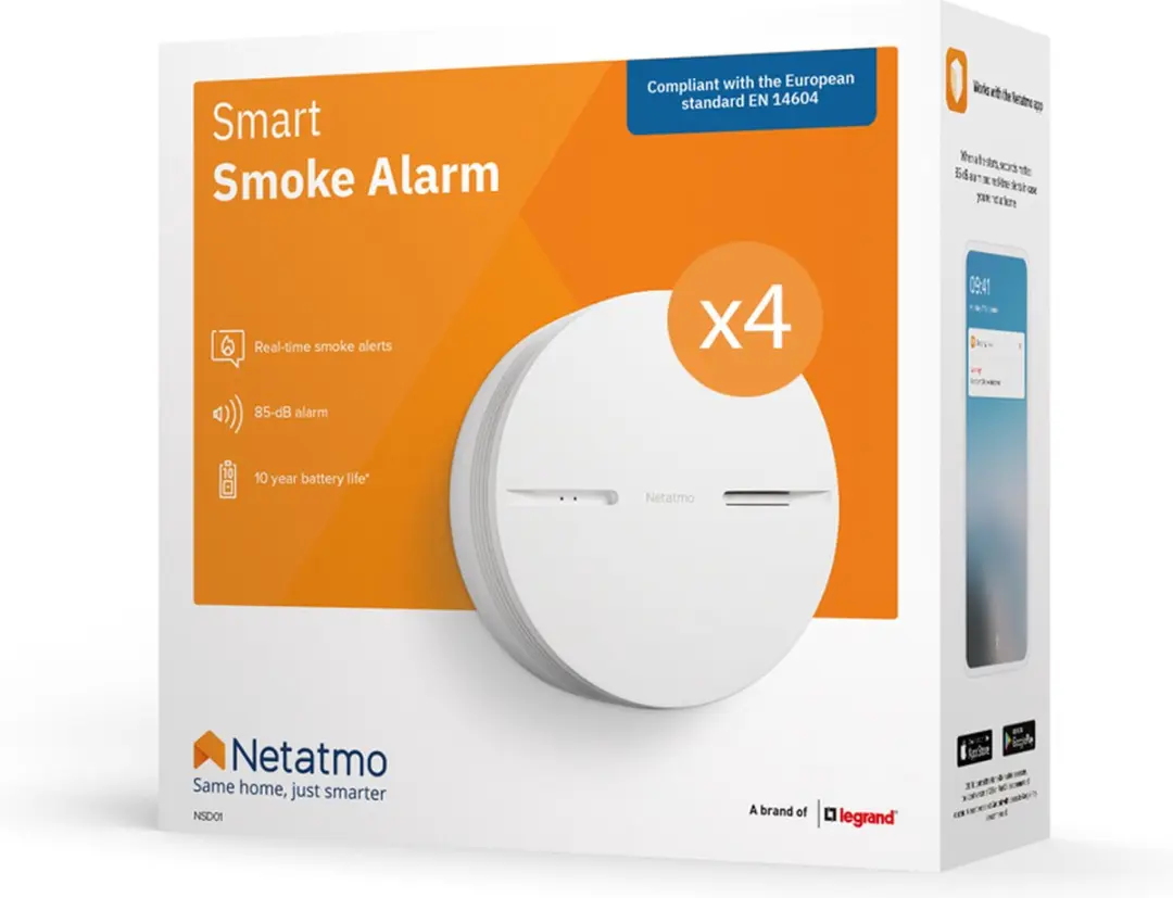 Netatmo Slimme Rookmelder 4 Pack - 10 Jaar Batterij