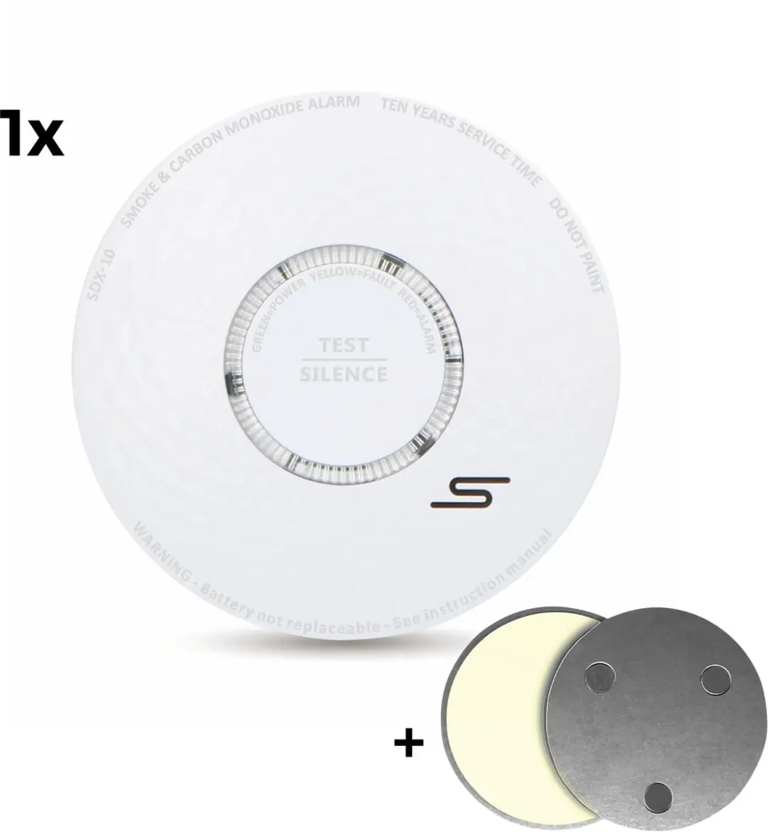 Alecto SDX10 Rook- en Koolmonoxidemelder - 10 Jaar Batterij - Wit