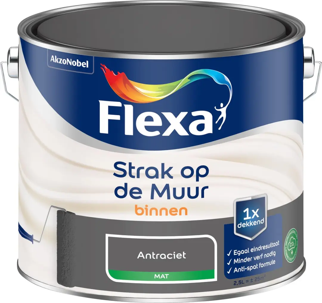 Flexa Strak Op De Muur Binnenmat Antracietgrijs 2,5L