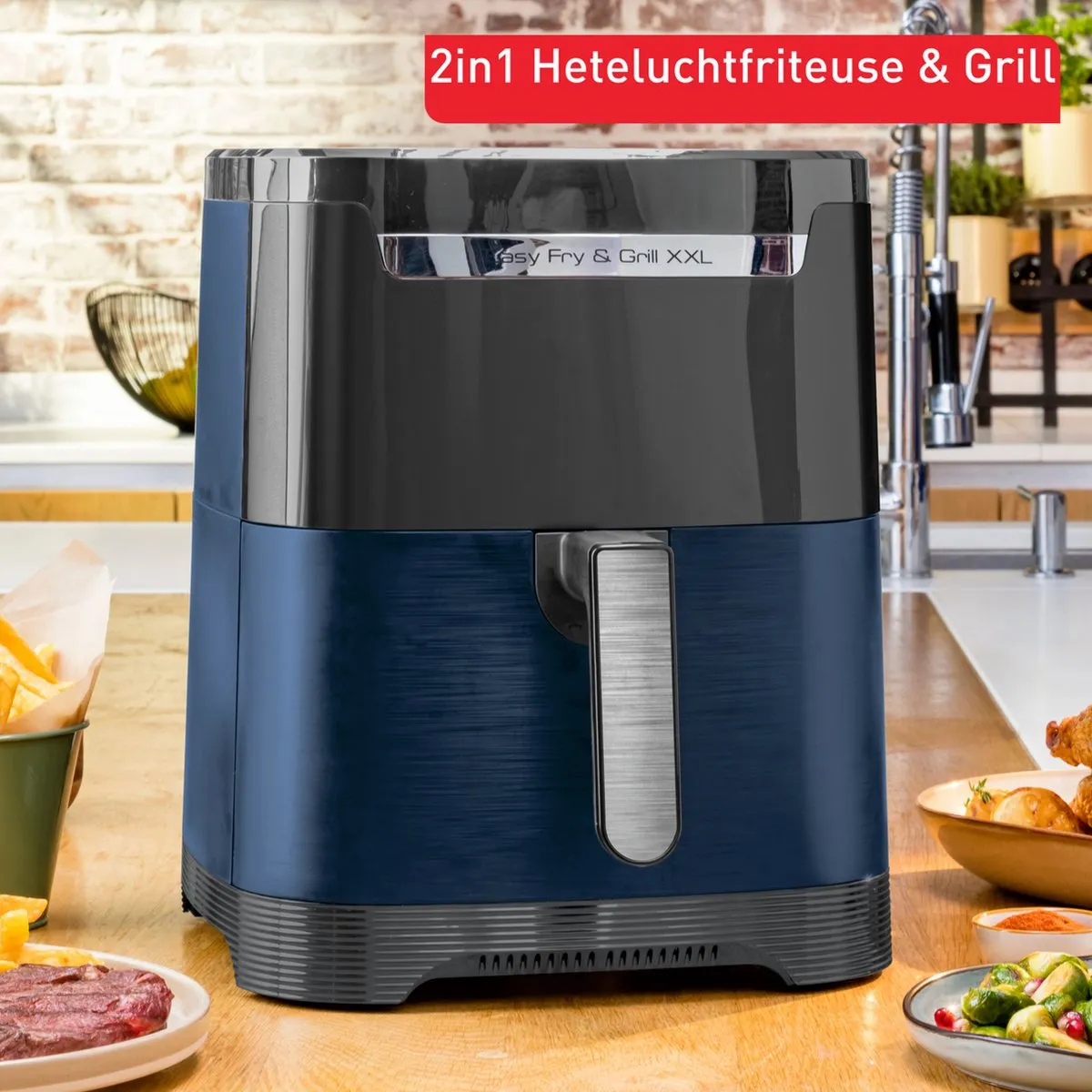 Tefal Easy Fry & Grill EY8014 XXL Airfryer - 6,5L - Blauw - afbeelding 6 van 6