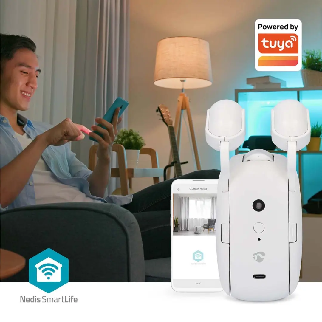 Nedis SmartLife Gordijnrobot – Stangrail – Bluetooth – 4000mAh – Wit