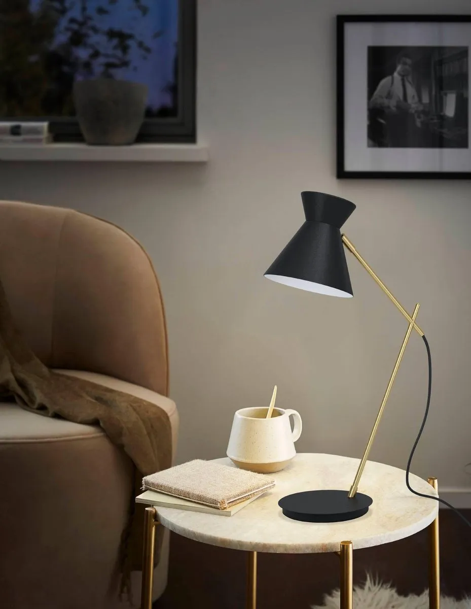 Eglo Amezaga Tafellamp E27 - 57,5 cm - Zwart/Goud