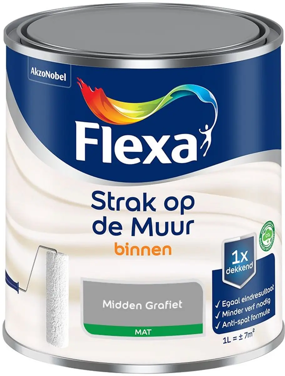 Flexa Strak Op De Muur Binnen Mat Midden Grafiet 1L