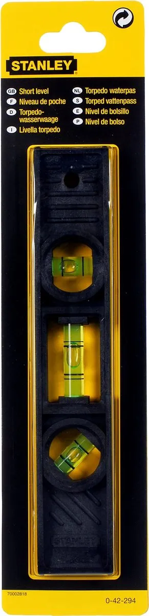 Stanley Waterpas Torpedo 200mm - 3L - Zwart