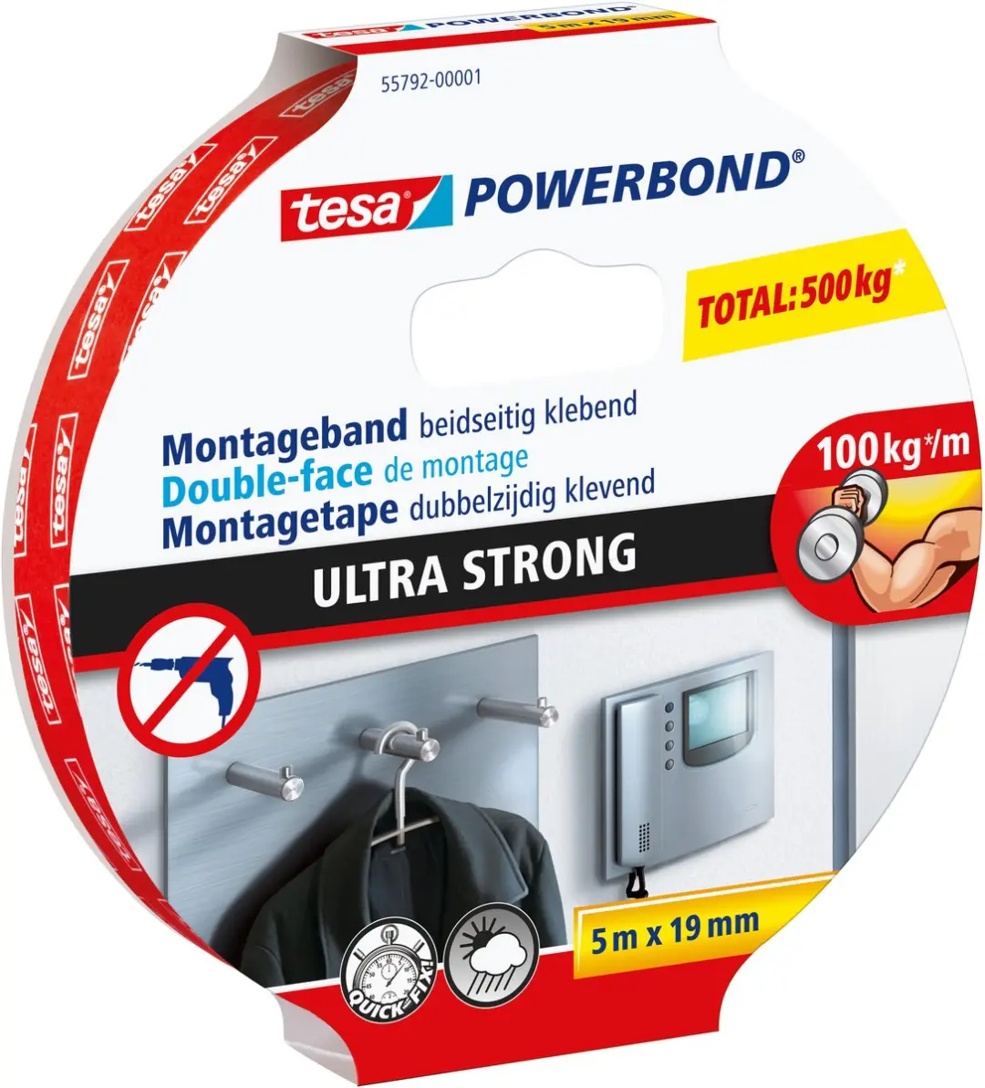 Tesa Powerbond Ultra Strong Dubbelzijdige Tape 5m x 19mm