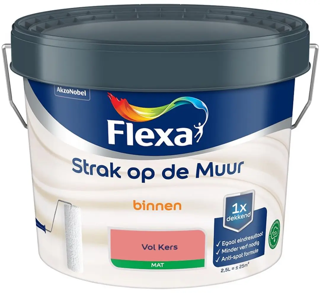 Flexa Strak Op De Muur Binnen Mat Vol Kers Mengkleur 2,5L