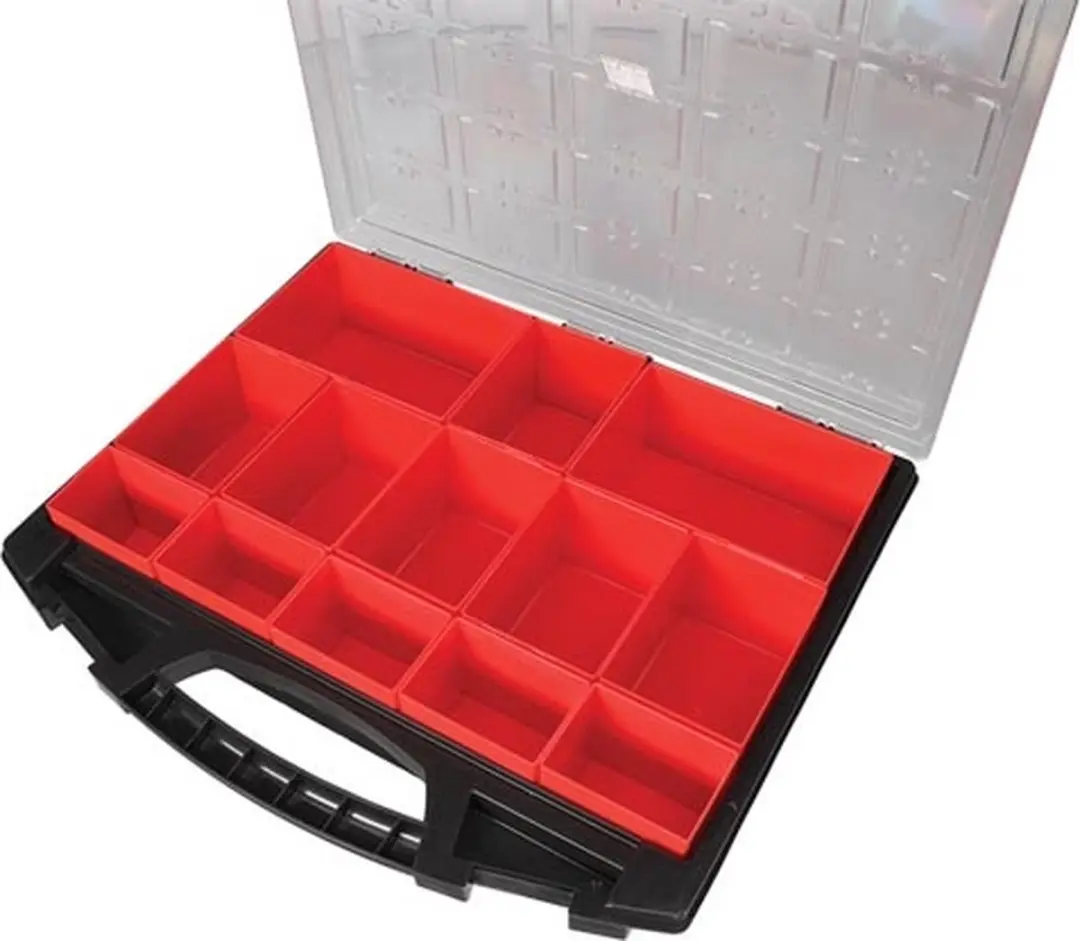 TAYG Sorteerdoos 430x370x85mm - 13 Bakjes - Rood/Zwart