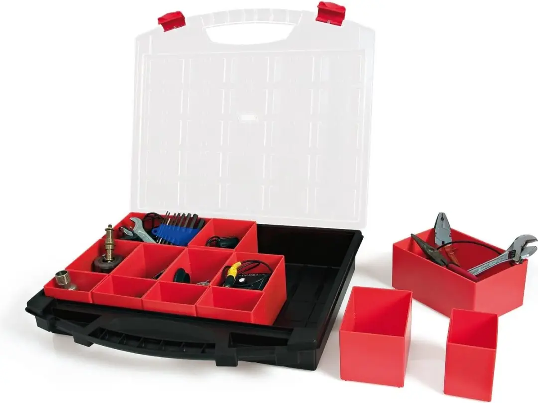 TAYG Sorteerdoos 430x370x85mm - 13 Bakjes - Rood/Zwart