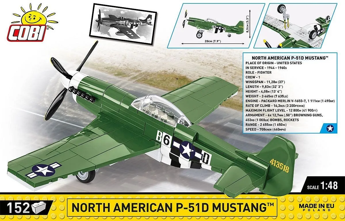 Cobi P-51D Mustang 152 Stukken - Meerkleurig - afbeelding 6 van 6