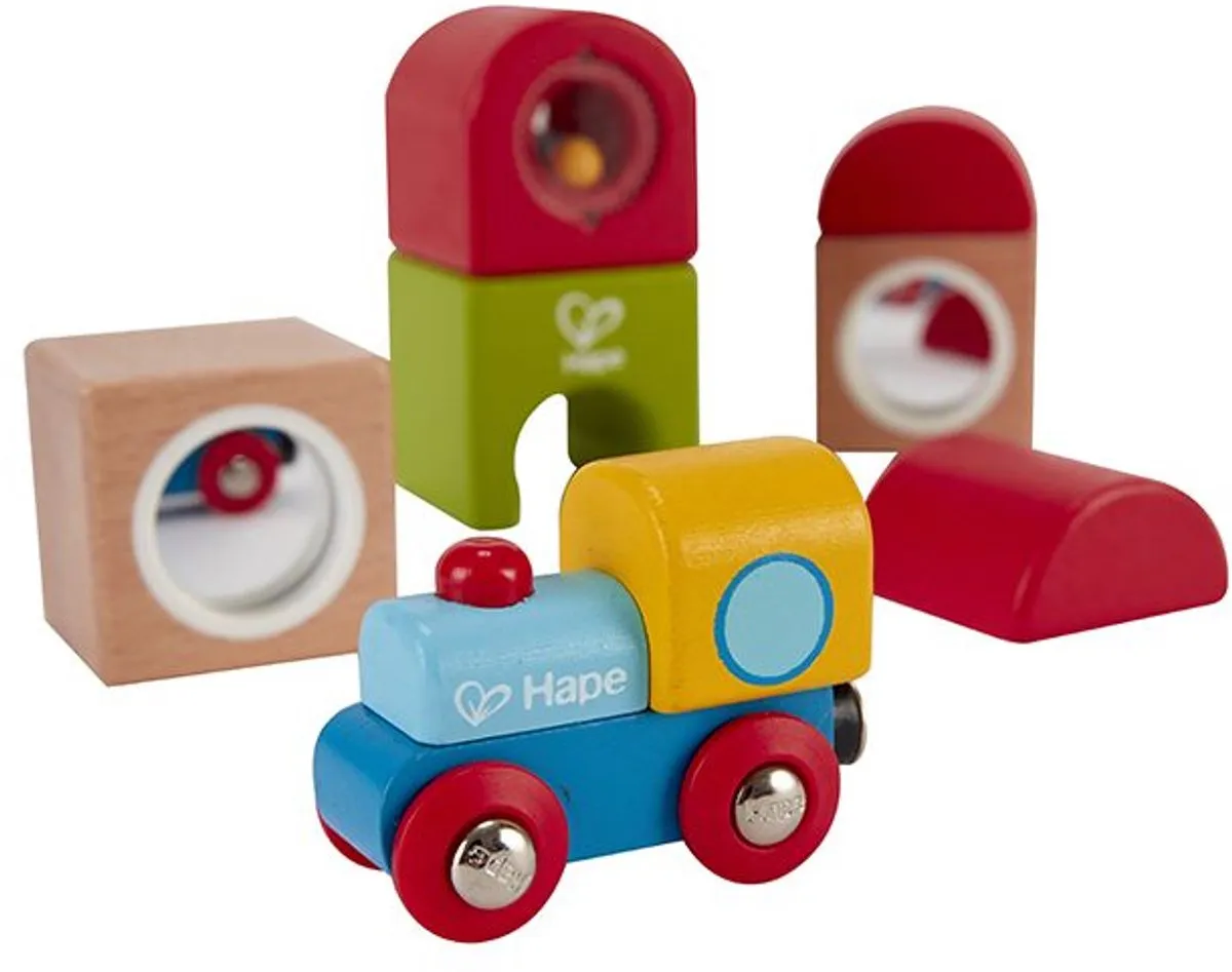 Hape Blokkenset Treinstation 7-delig - Multicolor