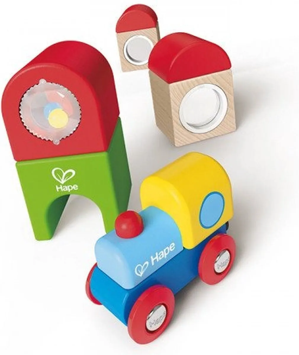 Hape Blokkenset Treinstation 7-delig - Multicolor