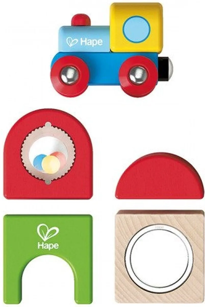 Hape Blokkenset Treinstation 7-delig - Multicolor