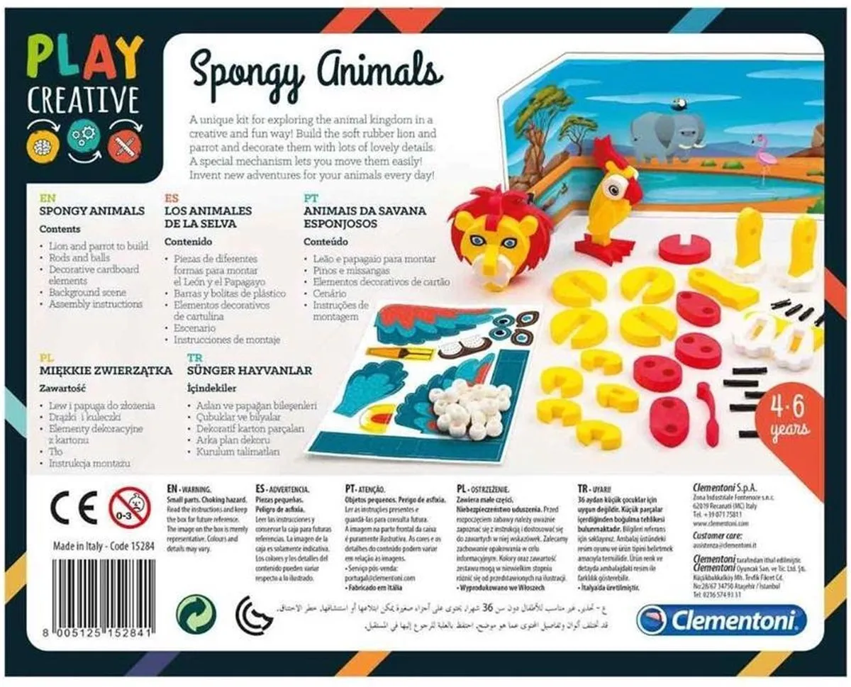 Clementoni Speel Creatief 3D Puzzel Leeuw & Papegaai - Multicolor