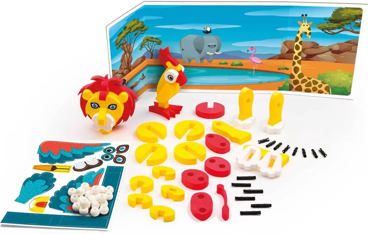 Clementoni Speel Creatief 3D Puzzel Leeuw & Papegaai - Multicolor