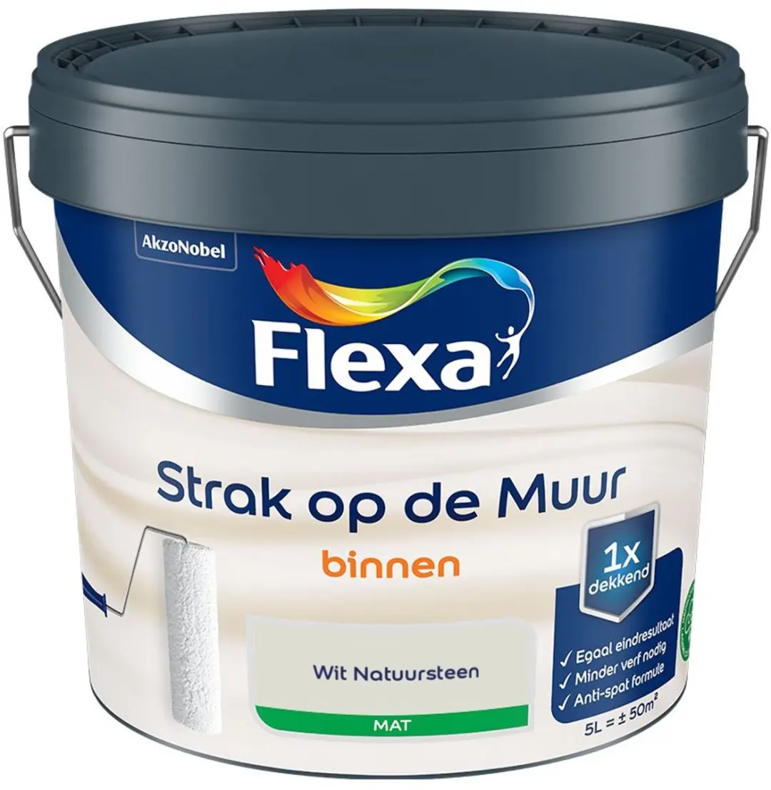 Flexa Strak Op De Muur Binnen Mat Wit Natuursteen Mengverf 5L
