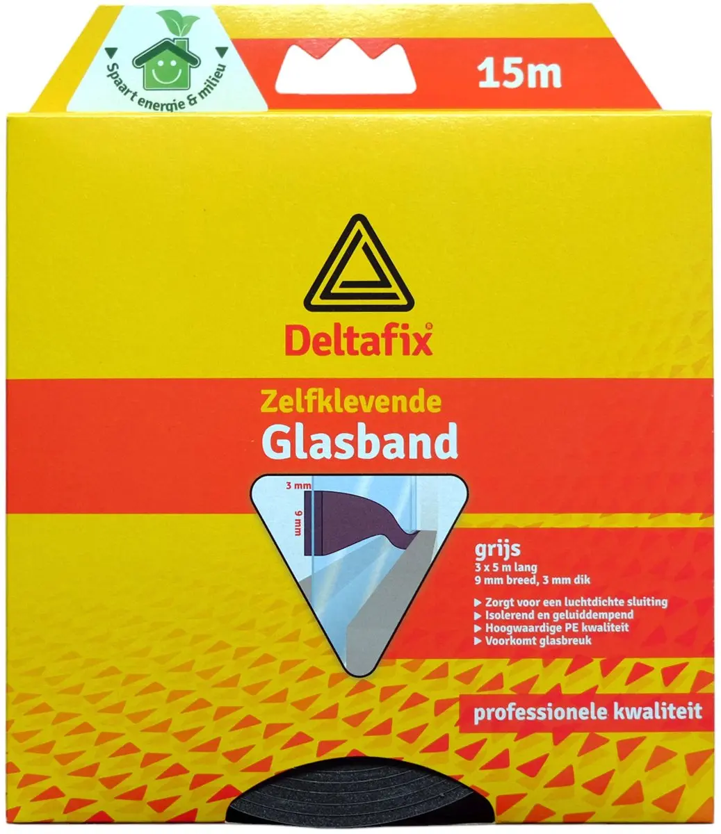 Deltafix Glasband Zelfklevend Grijs 9x3mm - 3x5m