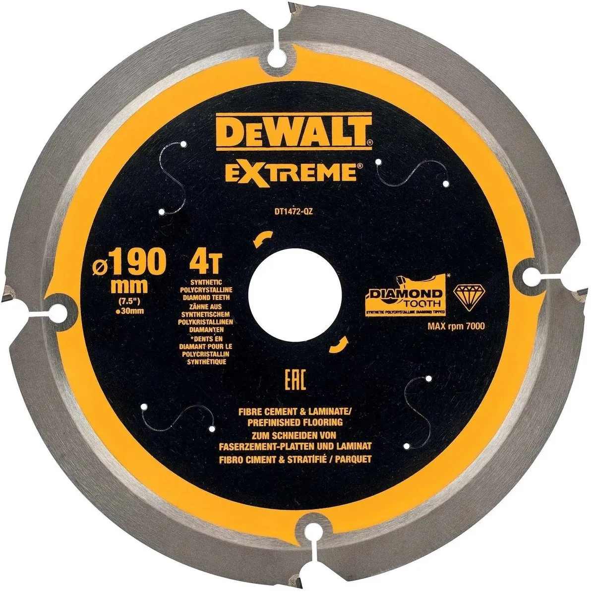 DeWalt DT1472-QZ Cirkelzaagblad 190mm