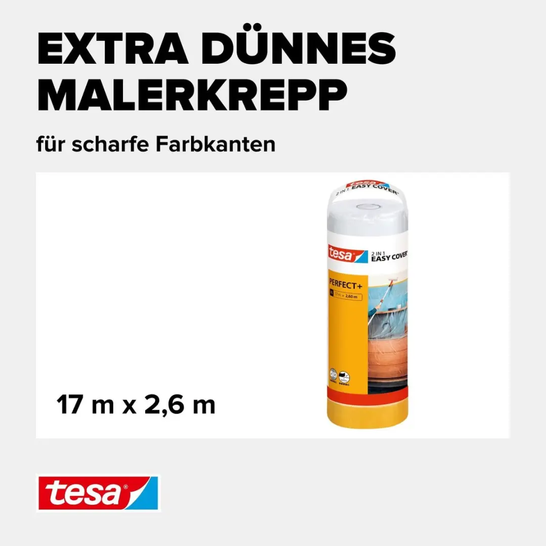 Tesa Easy Cover Perfect+ Navulling Schildersfolie 33m x 1,40m - Geel/Transparant