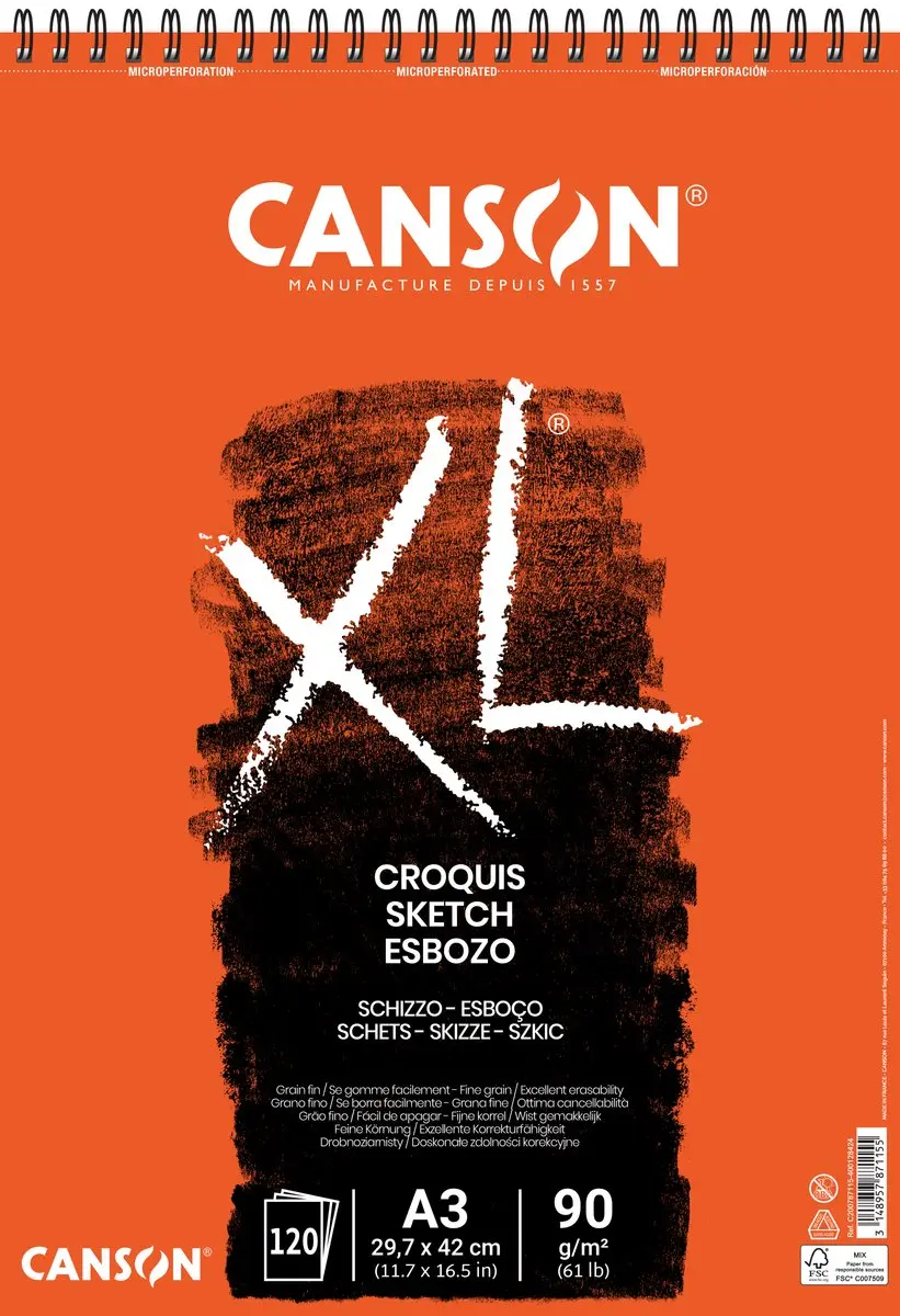 Canson XL Sketch Schetspapier 90g A3