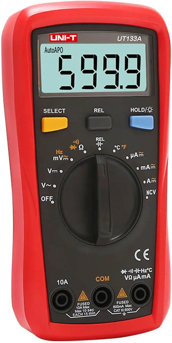 UNI-T UT133A Multimeter - NCV - Rood/Grijs - afbeelding 6 van 6