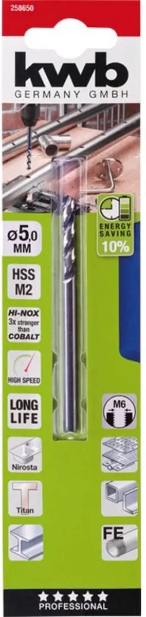 KWB Hi-Nox M2 Metaalboor 5mm - KWB258650 - afbeelding 6 van 6