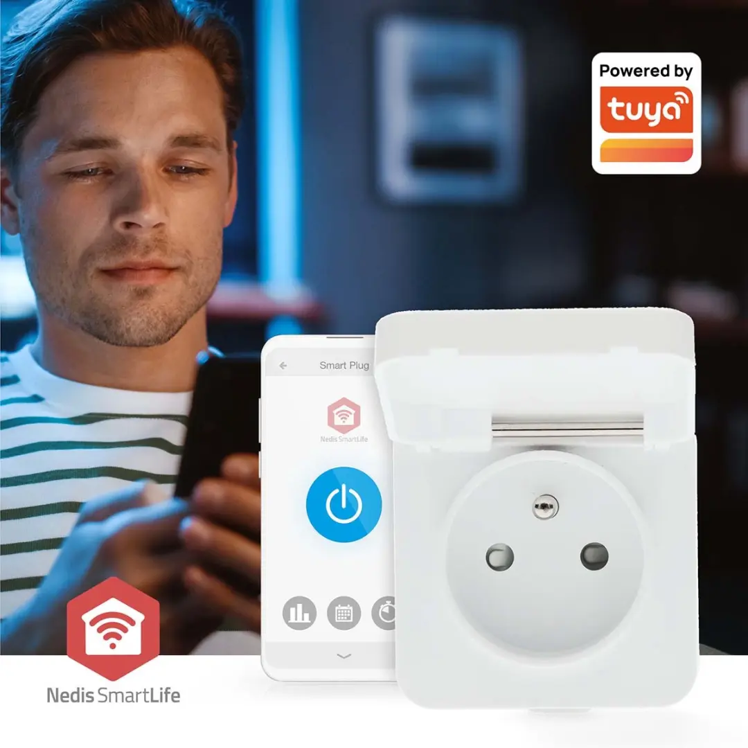 Nedis SmartLife Slimme Stekker Tijdschakelaar IP44 - Energiemeter Wit