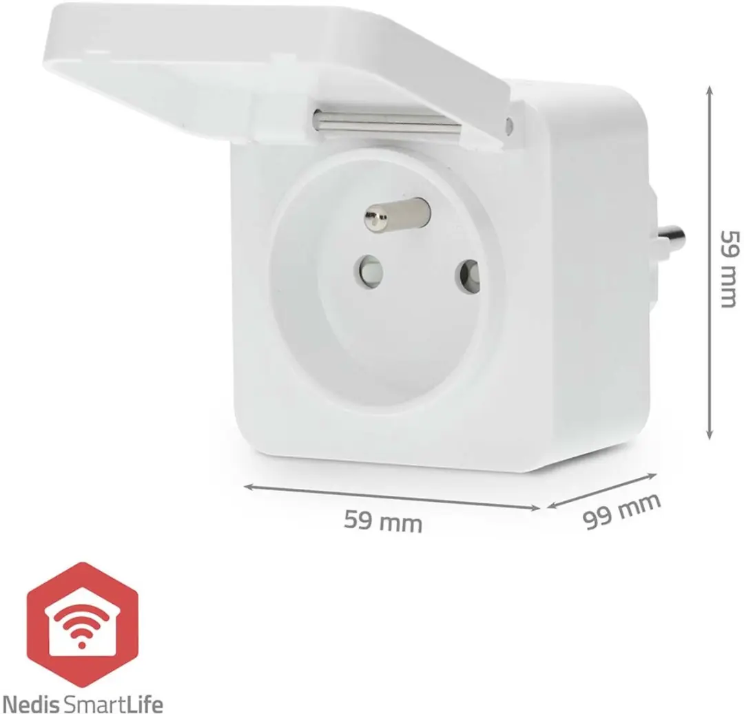 Nedis SmartLife Slimme Stekker Tijdschakelaar IP44 - Energiemeter Wit