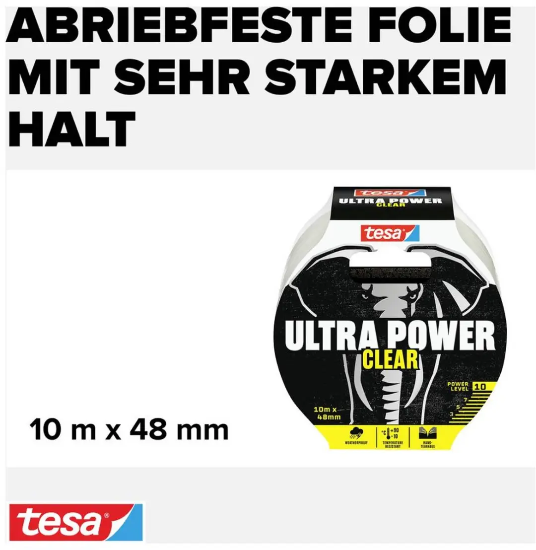 Tesa ULTRA POWER CLEAR 56496-00000-00 Reparatietape - 10m x 48mm - Transparant