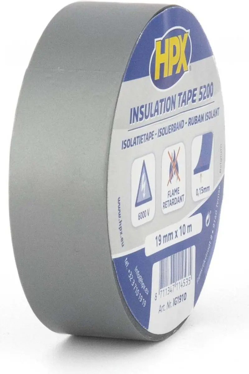 HPX PVC Isolatietape 19mm x 10m - Grijs