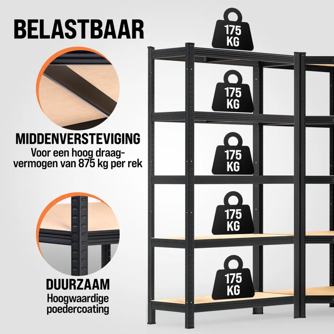 Monzana Stellingkast Set 3x Hoek 190x90x40cm - Zwart