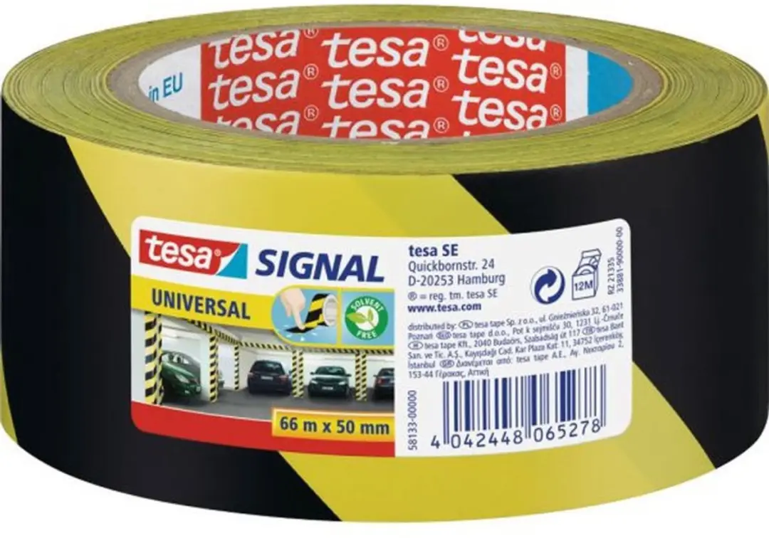 Tesa Afzettape Geel/Zwart 5cm x 66m