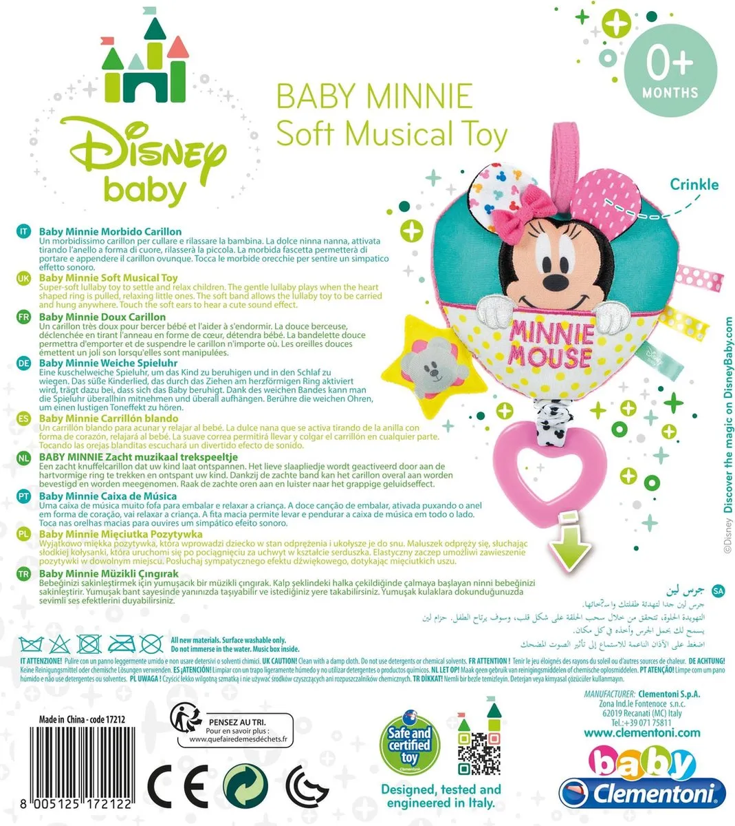 Clementoni Baby Minnie Muziekknuffel - Multi Kleur - afbeelding 5 van 6