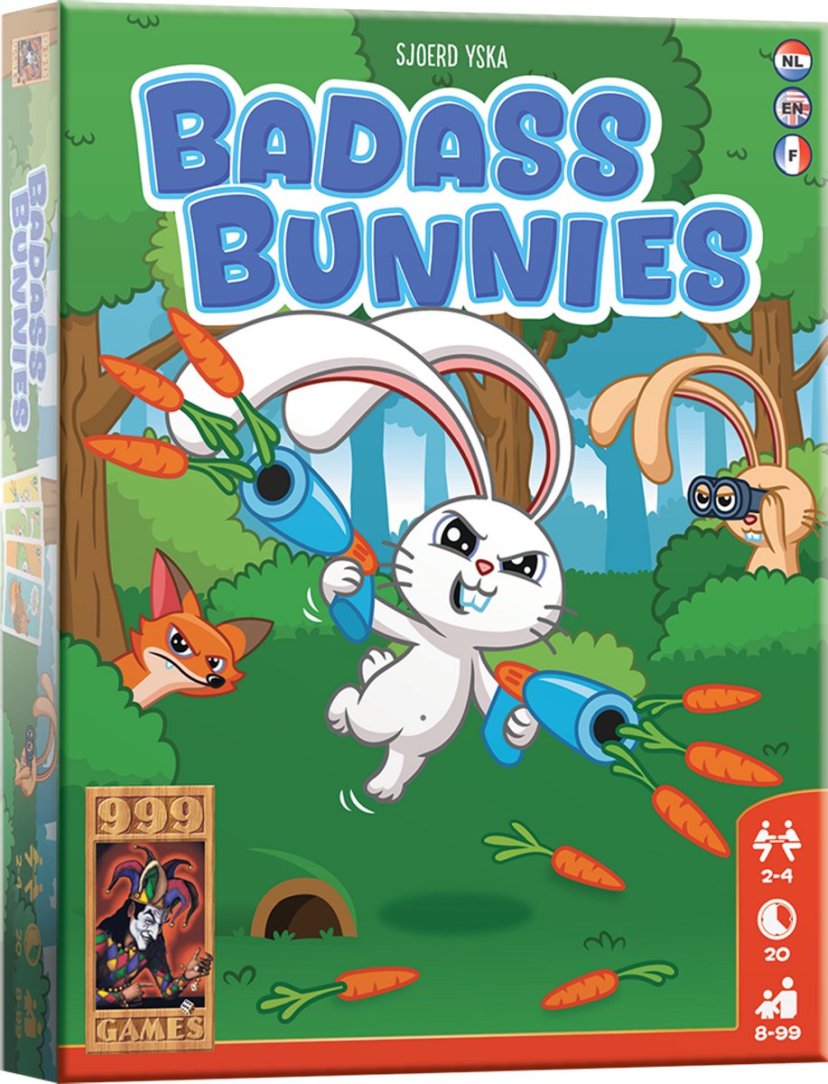 999 Games - Badass Bunnies Kaartspel - Ben jij de sluwe vossen te slim af? - Bevat eenvoudige spelregels in NL EN en FR