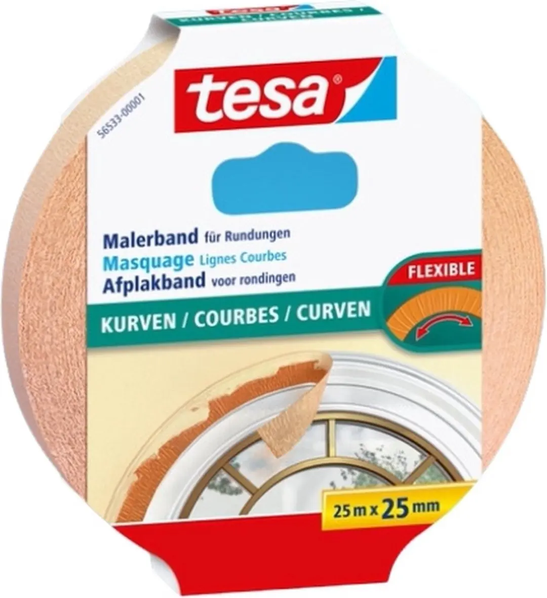 Tesa Kurven 56533-00001-00 Schilderstape - 25m x 25mm - Beige - afbeelding 6 van 6