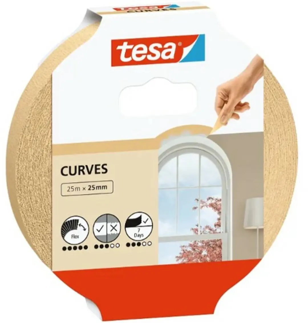 Tesa Kurven 56533-00001-00 Schilderstape - 25m x 25mm - Beige