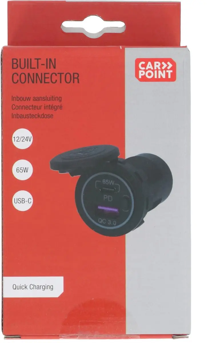 Carpoint Inbouw USB/USB-C Snellader 83W - Zwart - afbeelding 6 van 6