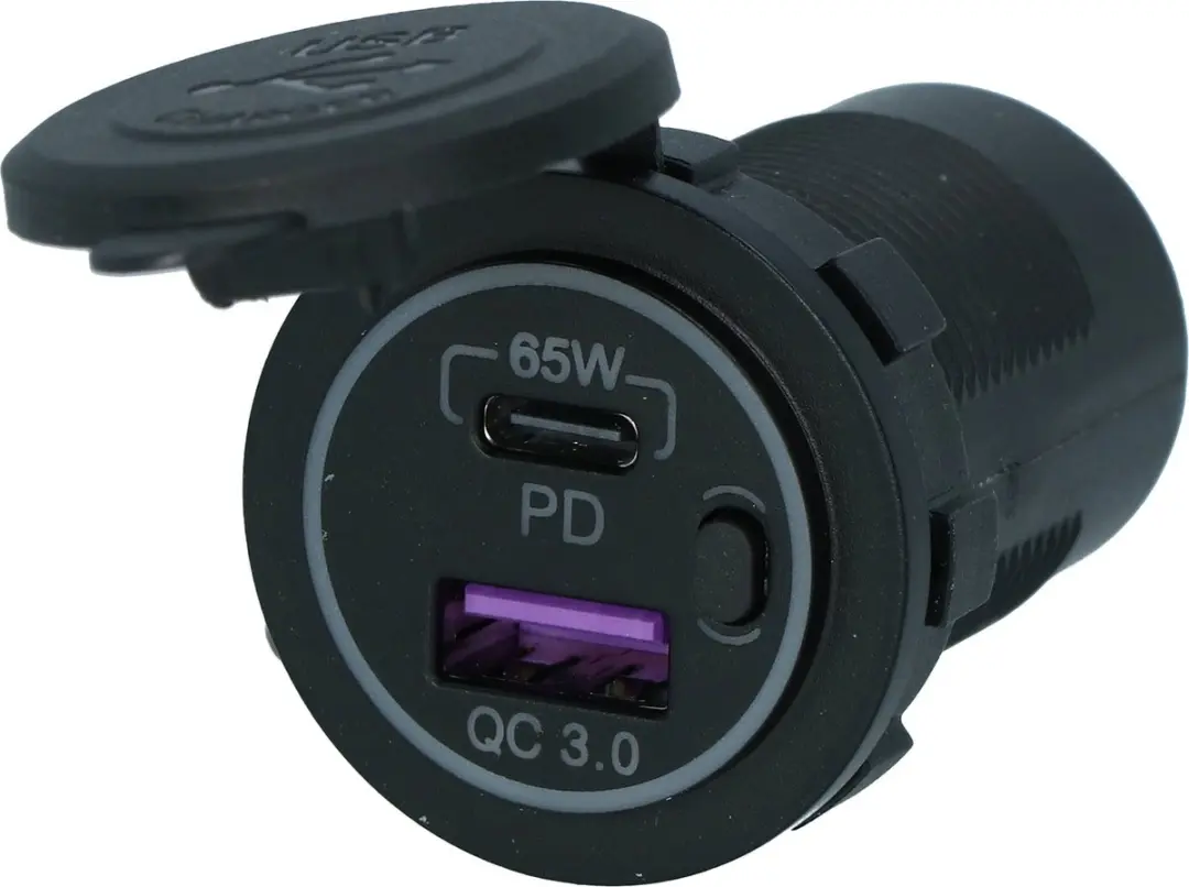 Carpoint Inbouw USB/USB-C Snellader 83W - Zwart