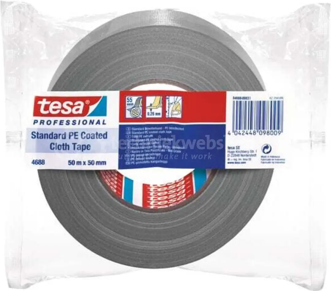 Tesa Textieltape 04688 Grijs - 50mm x 50m - 6 Stuks
