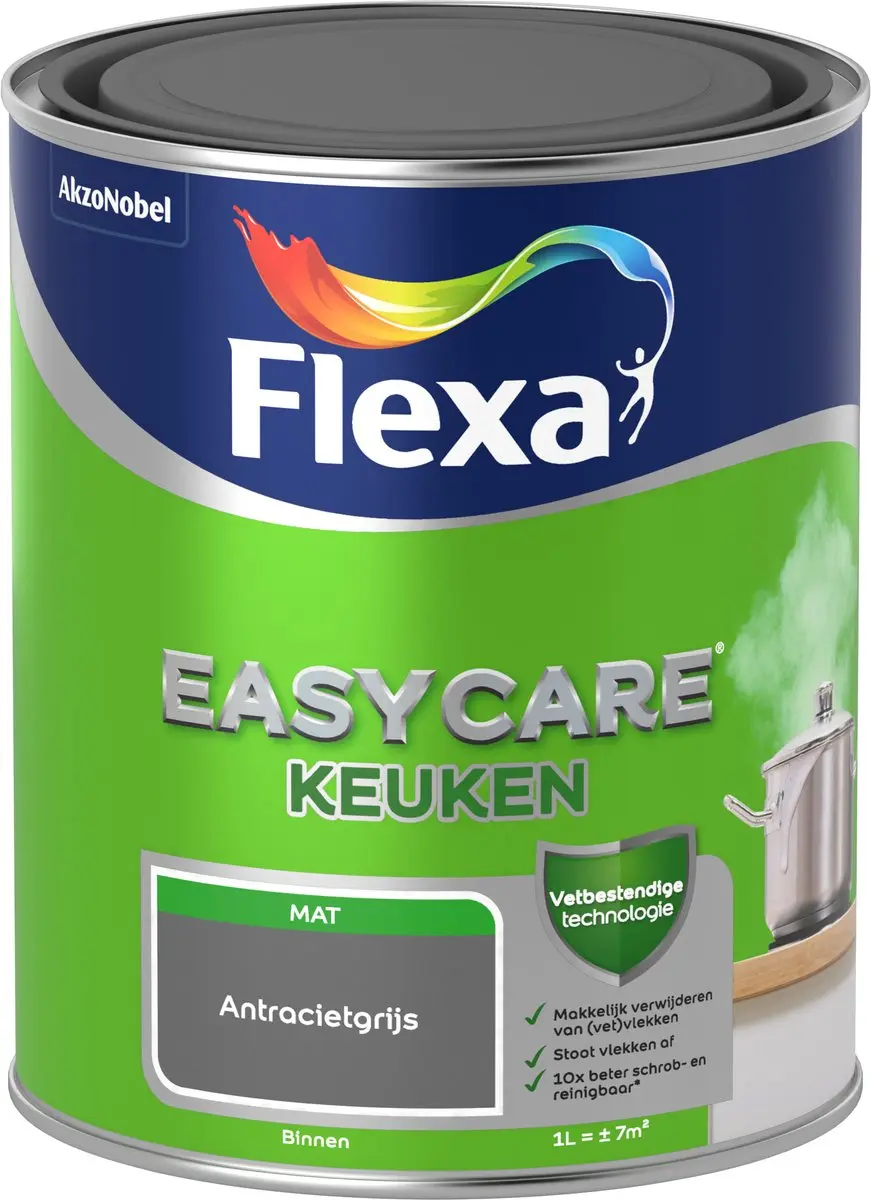 Flexa Easycare Keukenverf Antracietgrijs 1L