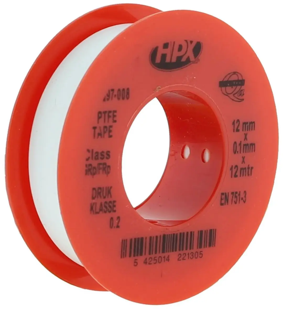 HPX PTFE Gasafdichtingstape 12mm x 12m - Wit