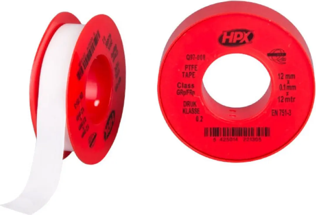 HPX PTFE Gasafdichtingstape 12mm x 12m - Wit