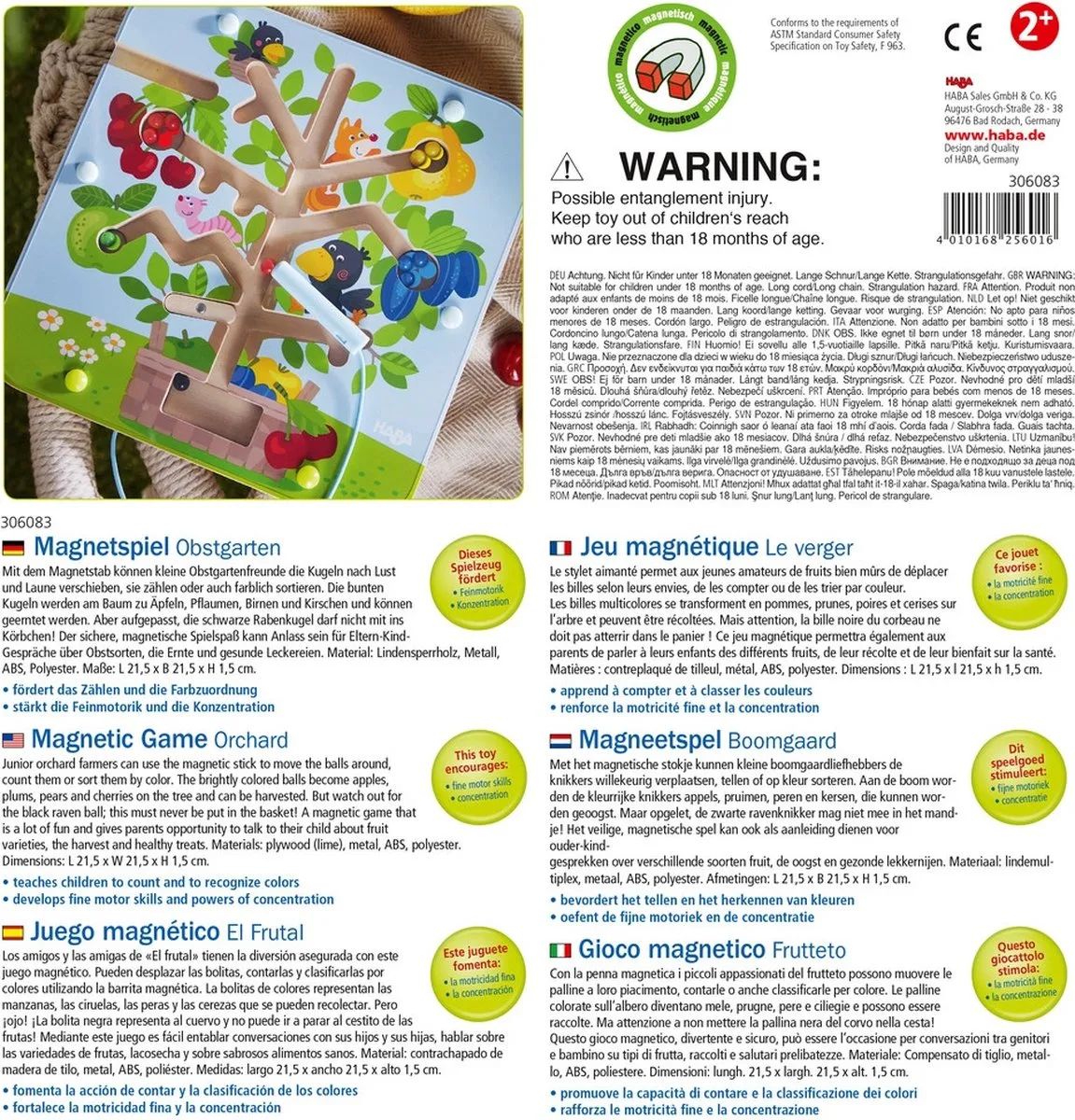 Haba Magneetspel Boomgaard 21,5x21,5cm - 10 Stuks - Groen