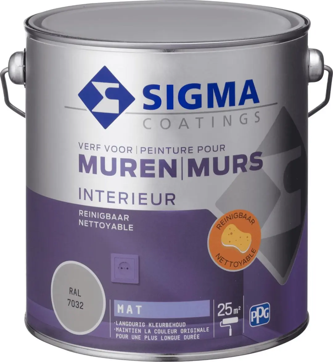 Sigma Muurverf Reinigbaar RAL 7032 2,5L