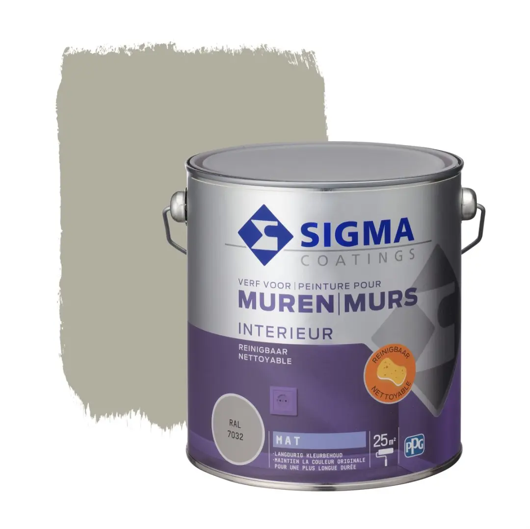 Sigma Muurverf Reinigbaar RAL 7032 2,5L
