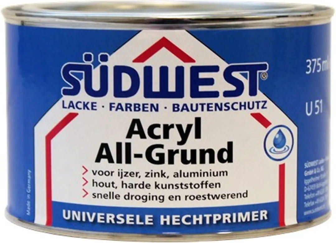 SudWest ACRYL U51 All Grund Zwart Grondverf 2,5L